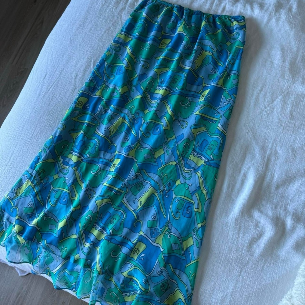Vintage blue printed midi skirt - Picture 8 of 8